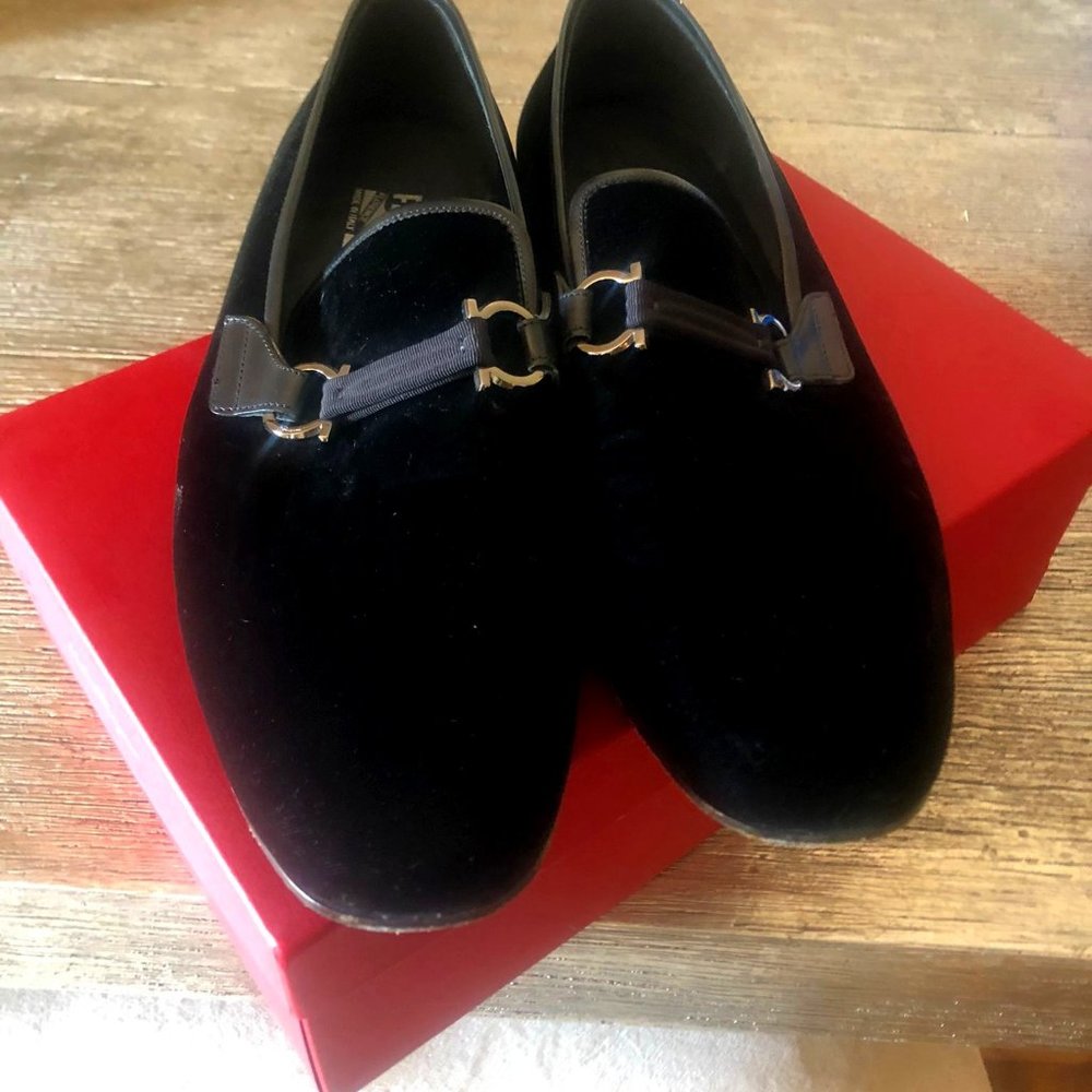 Salvatore Ferragamo Suede Black Loafers